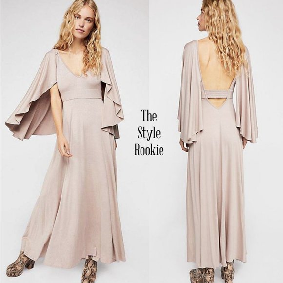 flutter sleeve maxi dress
